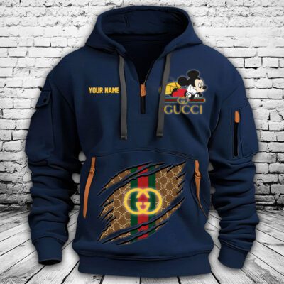 Gucci Mickey Mouse Premium Quarter Zip Hoodie OQZ1029 3 Gucci Mickey Mouse Premium Quarter Zip Hoodie OQZ1029 3