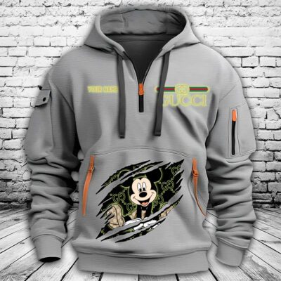 Gucci Mickey Mouse Premium Quarter Zip Hoodie OQZ1032 2 Gucci Mickey Mouse Premium Quarter Zip Hoodie OQZ1032 2