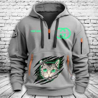 Gucci Mystic Cat Embellished Premium Quarter Zip Hoodie OQZ1068 2 Gucci Mystic Cat Embellished Premium Quarter Zip Hoodie OQZ1068 2