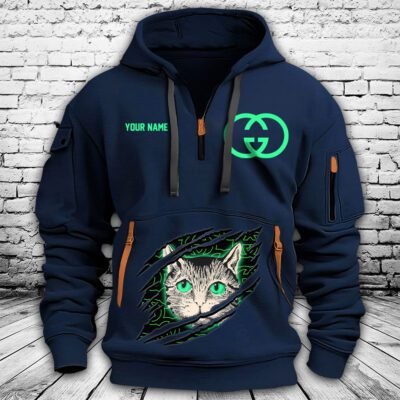 Gucci Mystic Cat Embellished Premium Quarter Zip Hoodie OQZ1068 3 Gucci Mystic Cat Embellished Premium Quarter Zip Hoodie OQZ1068 3