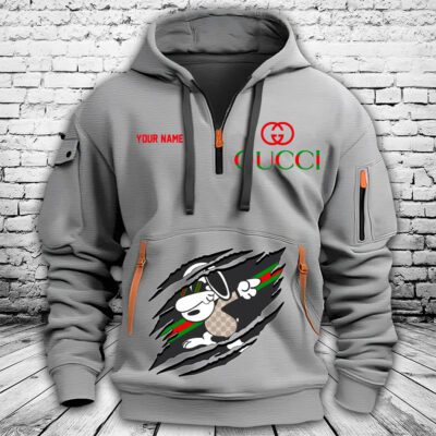Gucci Snoopy Dabbing Premium Quarter Zip Hoodie OQZ1021 2 Gucci Snoopy Dabbing Premium Quarter Zip Hoodie OQZ1021 2