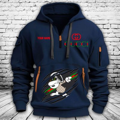 Gucci Snoopy Dabbing Premium Quarter Zip Hoodie OQZ1021 3 Gucci Snoopy Dabbing Premium Quarter Zip Hoodie OQZ1021 3