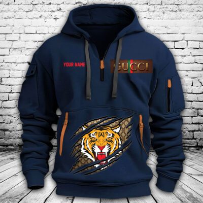 Gucci Tiger Premium Quarter Zip Hoodie OQZ1018 3 Gucci Tiger Premium Quarter Zip Hoodie OQZ1018 3