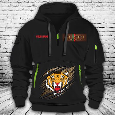 Gucci Tiger Premium Quarter Zip Hoodie OQZ1018