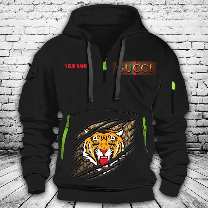 Gucci Tiger Premium Quarter Zip Hoodie OQZ1018