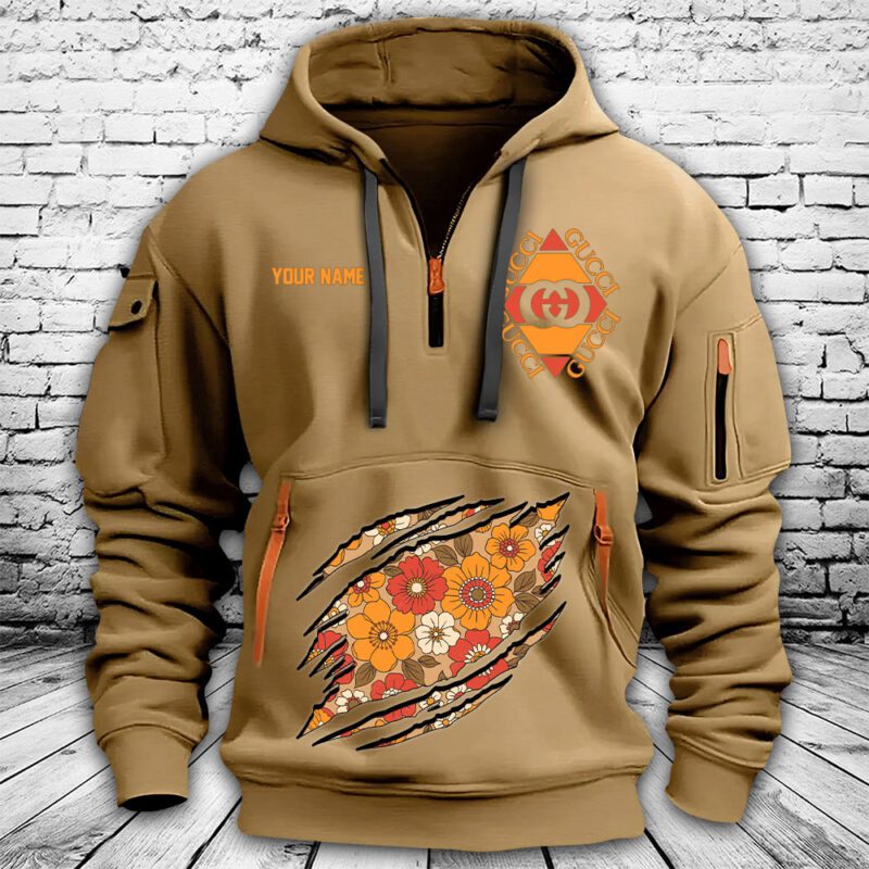 Gucci Vintage Logo Premium Quarter Zip Hoodie OQZ1022 1