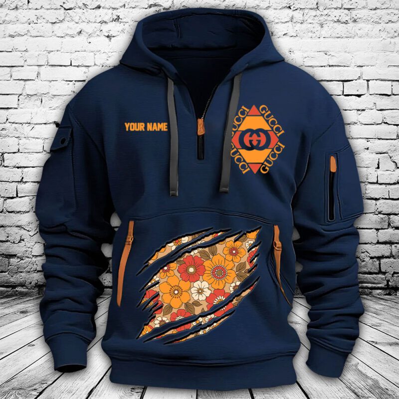 Gucci Vintage Logo Premium Quarter Zip Hoodie OQZ1022 3