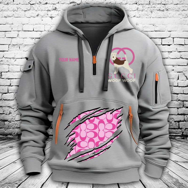 Gucci Woof Woof Premium Quarter Zip Hoodie OQZ1059 2