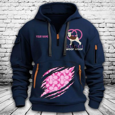Gucci Woof Woof Premium Quarter Zip Hoodie OQZ1059 3 Gucci Woof Woof Premium Quarter Zip Hoodie OQZ1059 3