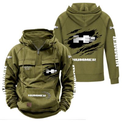 H2 Hummer Vintage Quarter Zip Hoodie Retro Hoodie LQZ1030 3