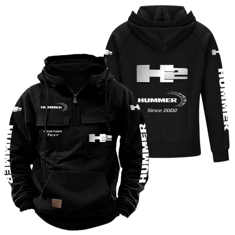 H2 Hummer Vintage Quarter Zip Hoodie Retro Hoodie LQZ1393