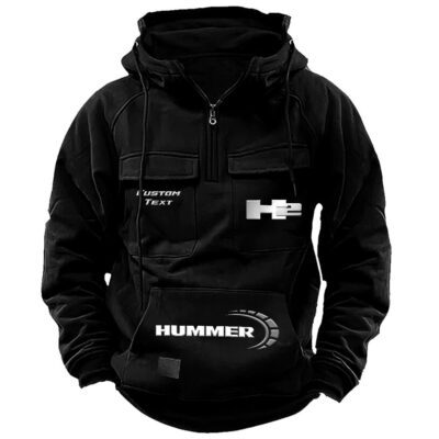 H2 Hummer Vintage Quarter Zip Hoodie Retro Hoodie LQZ1476 1