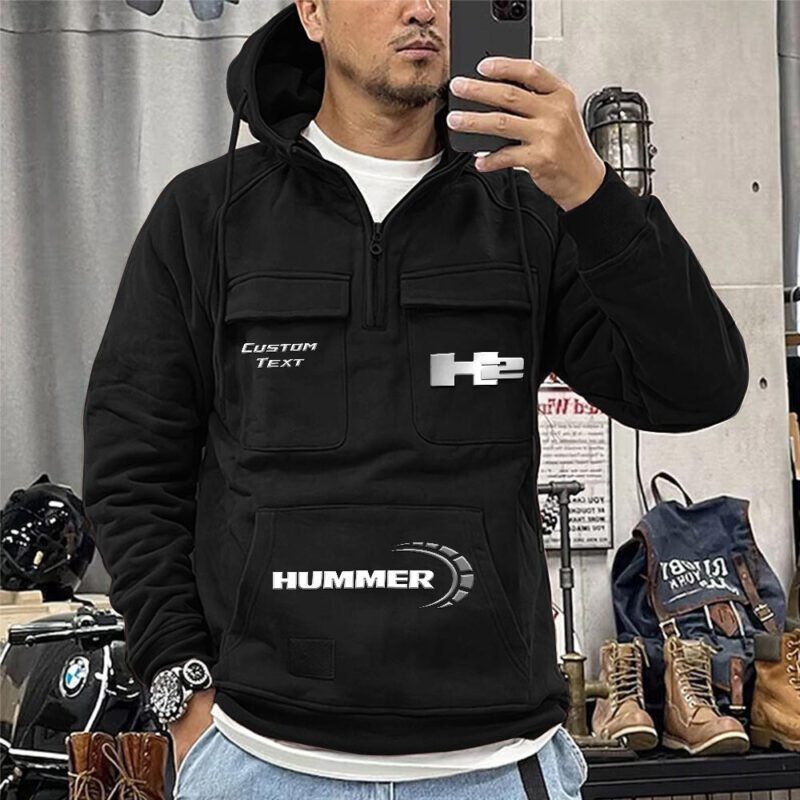 H2 Hummer Vintage Quarter Zip Hoodie Retro Hoodie LQZ1476