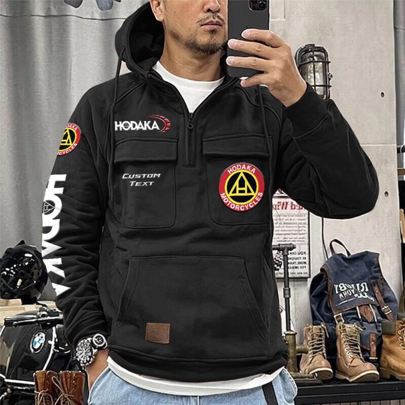 Hodaka Vintage Quarter Zip Hoodie Retro Hoodie LQZ1195 1