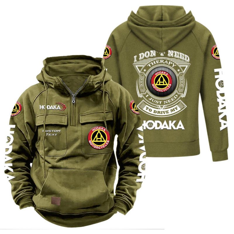 Hodaka Vintage Quarter Zip Hoodie Retro Hoodie LQZ1195 3