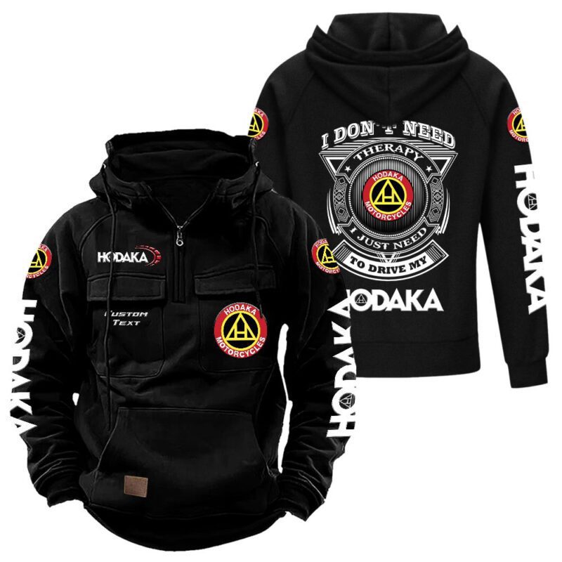 Hodaka Vintage Quarter Zip Hoodie Retro Hoodie LQZ1195