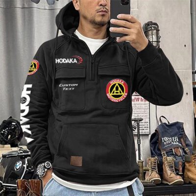 Hodaka Vintage Quarter Zip Hoodie Retro Hoodie LQZ1324 1