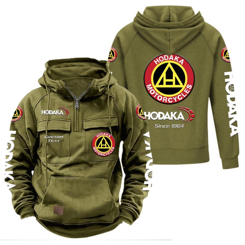 Hodaka Vintage Quarter Zip Hoodie Retro Hoodie LQZ1324 3