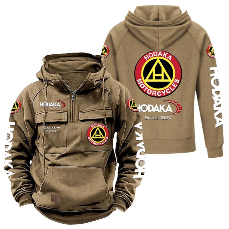 Hodaka Vintage Quarter Zip Hoodie Retro Hoodie LQZ1324 4