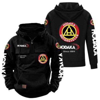 Hodaka Vintage Quarter Zip Hoodie Retro Hoodie LQZ1324