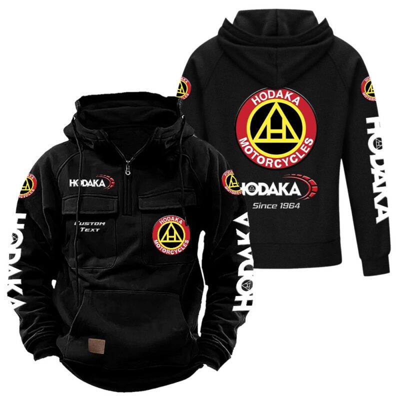 Hodaka Vintage Quarter Zip Hoodie Retro Hoodie LQZ1324