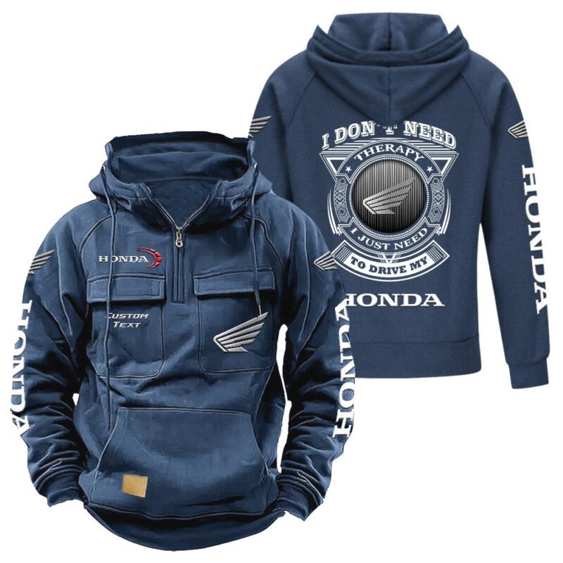 Honda Vintage Quarter Zip Hoodie Retro Hoodie LQZ1181 2