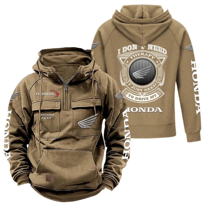 Honda Vintage Quarter Zip Hoodie Retro Hoodie LQZ1181 4