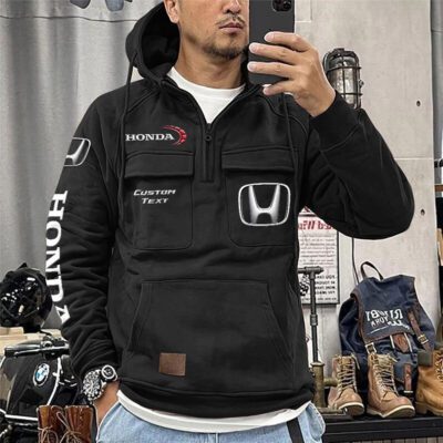 Honda Vintage Quarter Zip Hoodie Retro Hoodie LQZ1223 1
