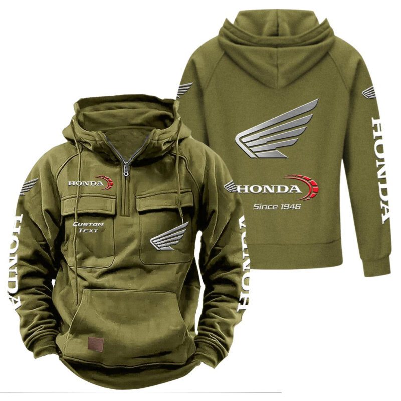 Honda Vintage Quarter Zip Hoodie Retro Hoodie LQZ1338 3