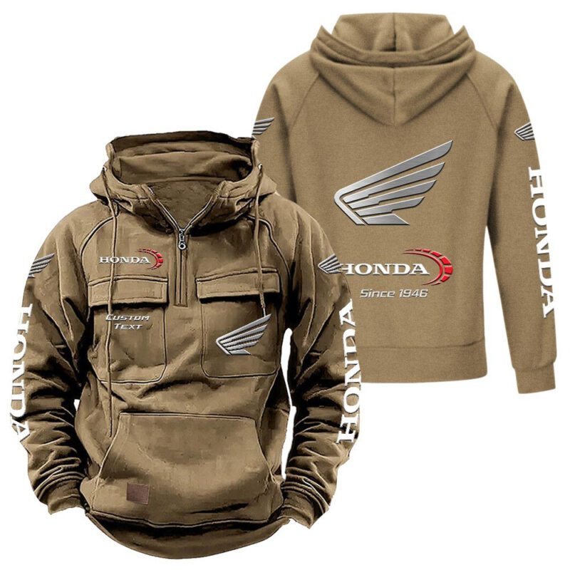 Honda Vintage Quarter Zip Hoodie Retro Hoodie LQZ1338 4