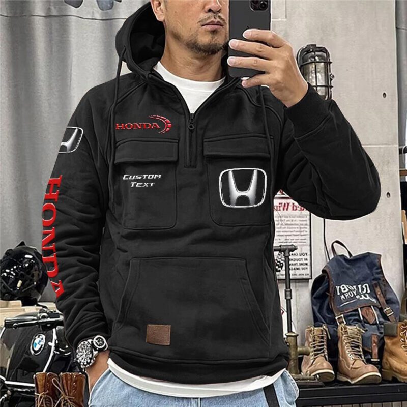 Honda Vintage Quarter Zip Hoodie Retro Hoodie LQZ1368 1