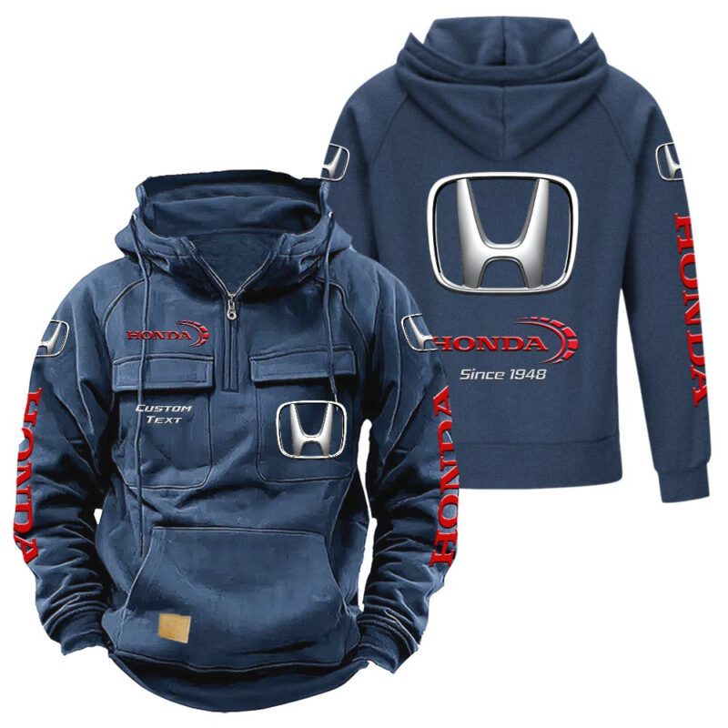 Honda Vintage Quarter Zip Hoodie Retro Hoodie LQZ1368 2