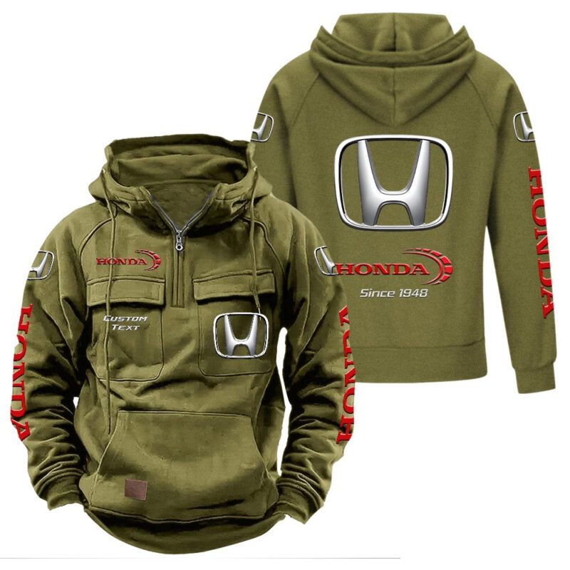 Honda Vintage Quarter Zip Hoodie Retro Hoodie LQZ1368 3