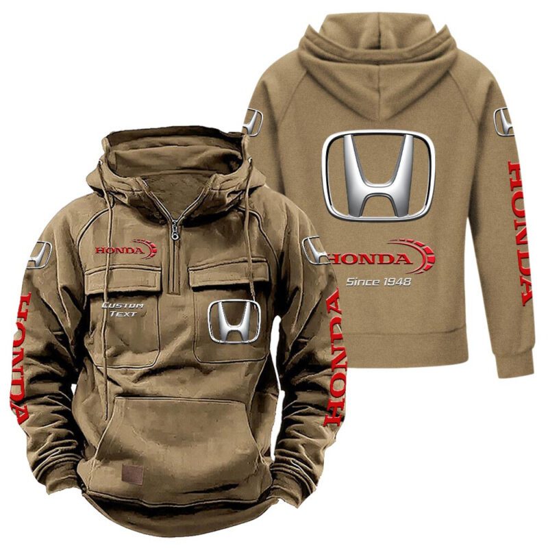 Honda Vintage Quarter Zip Hoodie Retro Hoodie LQZ1368 4