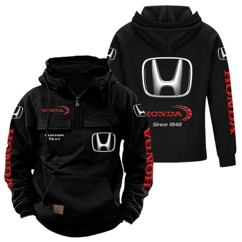 Honda Vintage Quarter Zip Hoodie Retro Hoodie LQZ1368