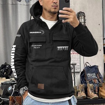 Hummer Vintage Quarter Zip Hoodie Retro Hoodie LQZ1435 1