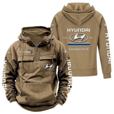 Hyundai Vintage Quarter Zip Hoodie Retro Hoodie LQZ1157 4