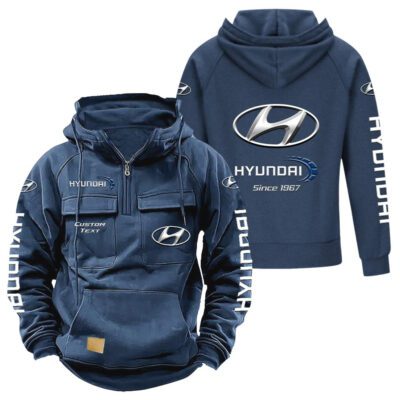 Hyundai Vintage Quarter Zip Hoodie Retro Hoodie LQZ1421 2