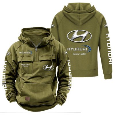 Hyundai Vintage Quarter Zip Hoodie Retro Hoodie LQZ1421 3