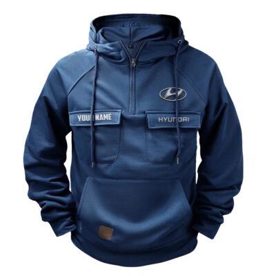 Hyundai Vintage Quarter Zip Hoodie Retro Hoodie LQZ1540 1