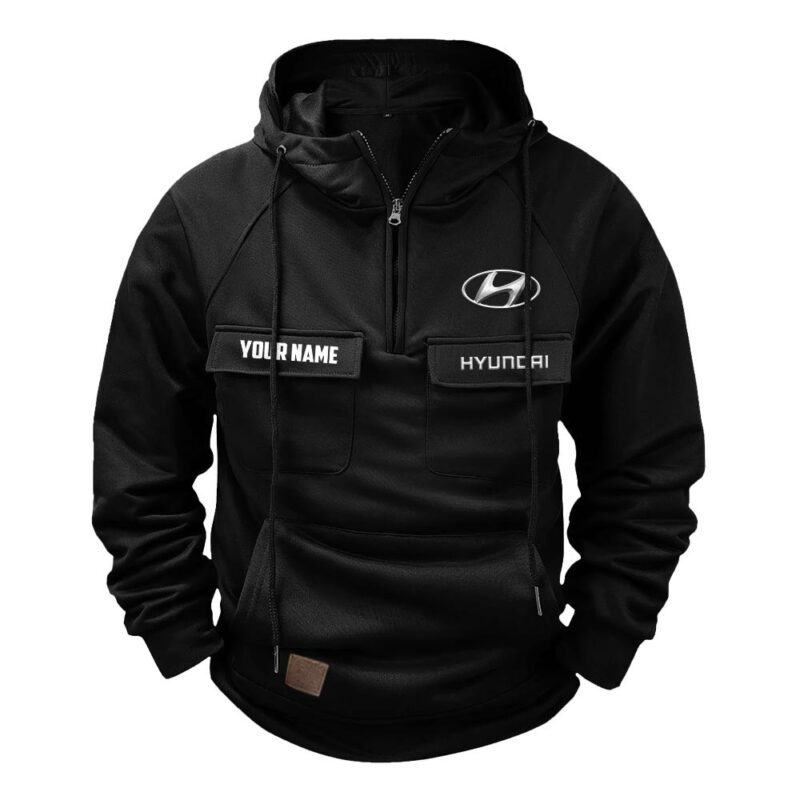 Hyundai Vintage Quarter Zip Hoodie Retro Hoodie LQZ1540