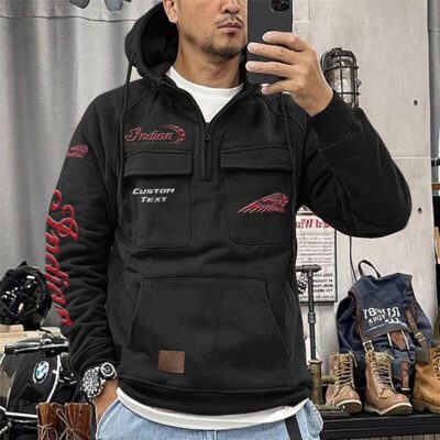 Indian Vintage Quarter Zip Hoodie Retro Hoodie LQZ1180 1