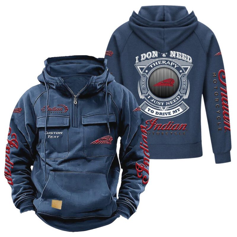 Indian Vintage Quarter Zip Hoodie Retro Hoodie LQZ1180 2