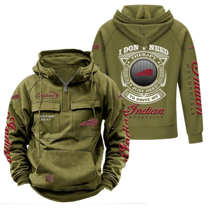 Indian Vintage Quarter Zip Hoodie Retro Hoodie LQZ1180 3