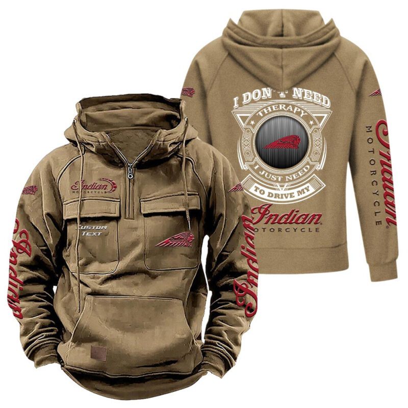 Indian Vintage Quarter Zip Hoodie Retro Hoodie LQZ1180 4