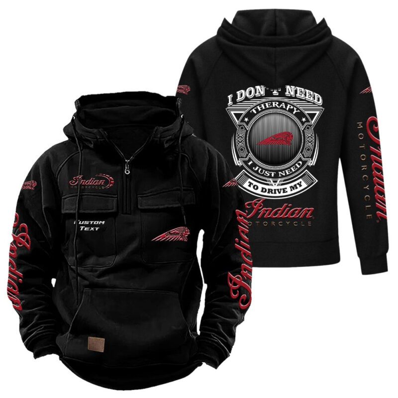 Indian Vintage Quarter Zip Hoodie Retro Hoodie LQZ1180