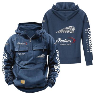 Indian Vintage Quarter Zip Hoodie Retro Hoodie LQZ1327 2