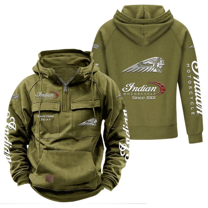 Indian Vintage Quarter Zip Hoodie Retro Hoodie LQZ1327 3