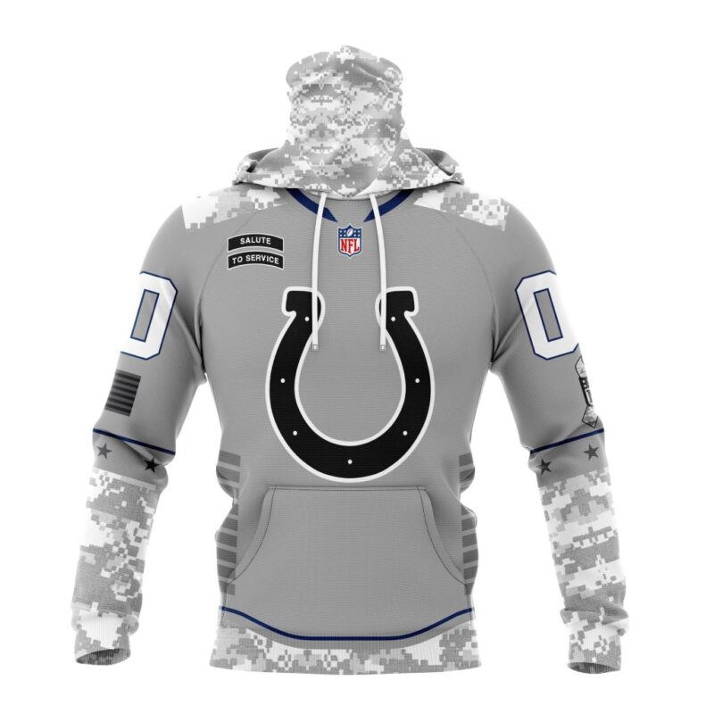 Indianapolis Colts NFL Specialized Design Camo 2024 Salute To Service Club Personalized Letters Number Gaiter Hoodie WGH2013