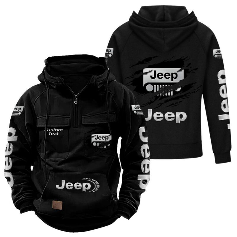 Jeep Vintage Quarter Zip Hoodie Retro Hoodie LQZ1044